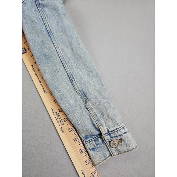 Old Navy Denim Trucker Jacket Women's Size Medium Blue Sherpa Lined Jean Coat - Picture 9 of 9